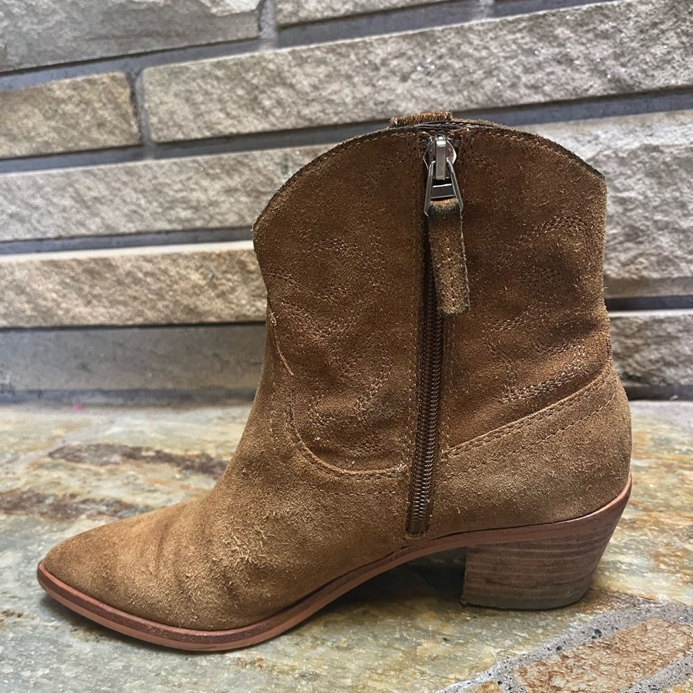 Dolce Vita Solow Suede Pointed Toe Cowboy Western Boots Suede Brown Tan 7.5 - Picture 8 of 12